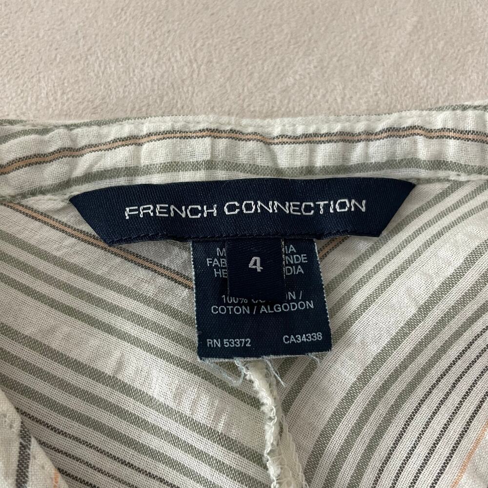 French Connection Striped Button Front Dress Prairie Cottagecore Vibe Size 4 - Picture 5 of 12